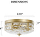 Gold Modern Flush Mount Ceiling Light Fixture Water Ripple Glass Shade Ceiling