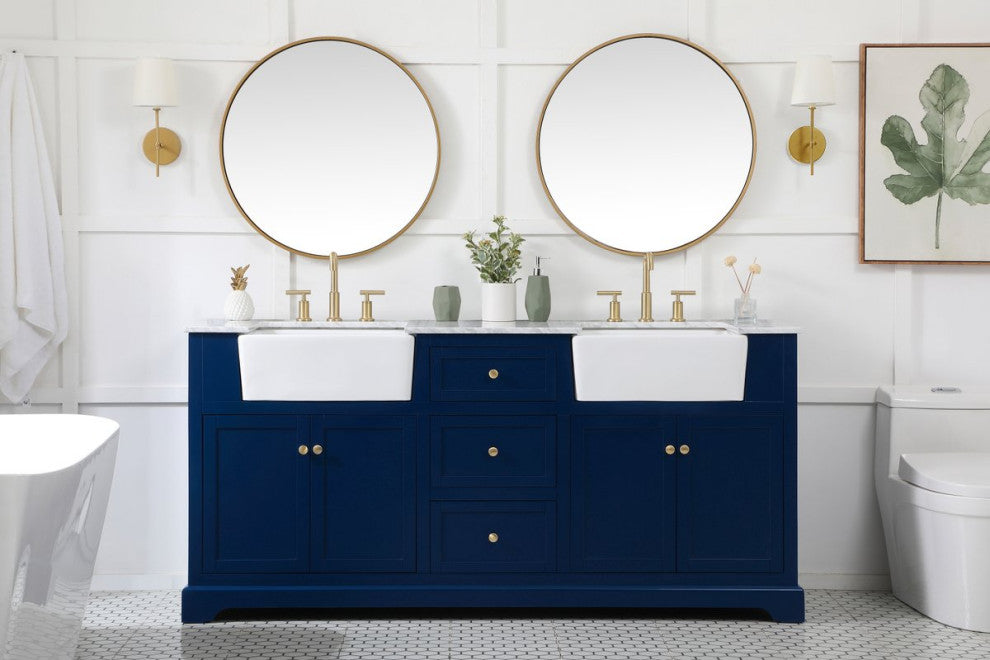 Elegant Decor VF60272DBL 72" Double Bathroom Vanity, Blue