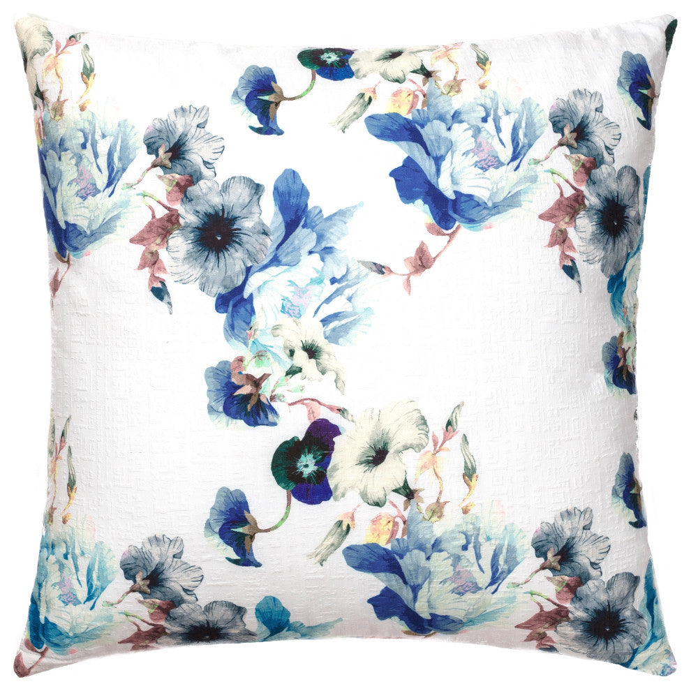 Linum Home Textiles Morning Glories Decorative Pillow Cover, Blue Multi, Square