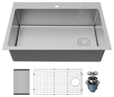 Karran Fusion Top Mount 33-in x 22-in Stainless Steel Single Bowl Kitchen Sink
