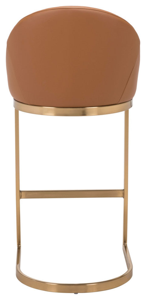 Bar Stool Chair Barstool, Faux Vinyl Leather, Steel, Tan, Gold, Cafe Bistro