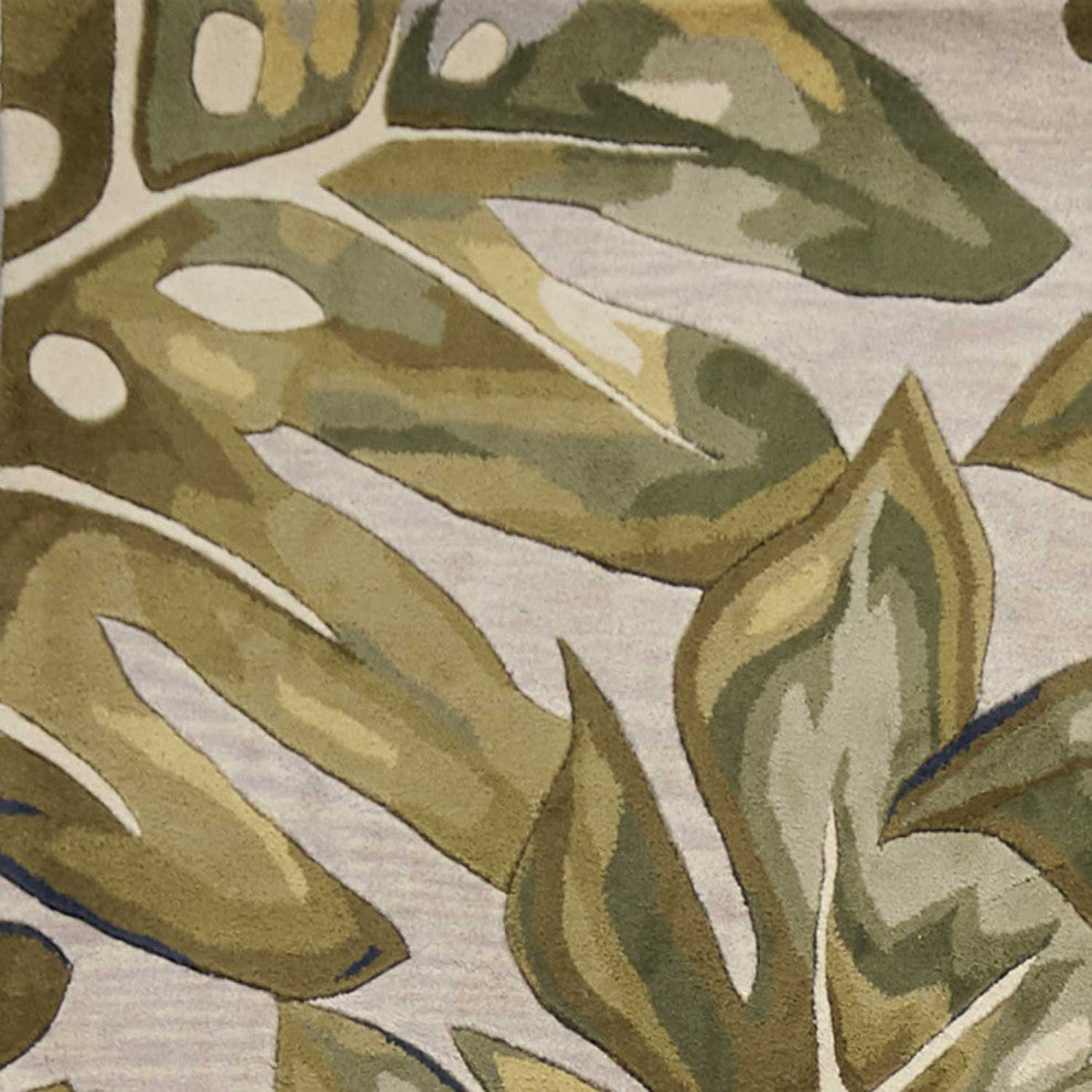 HomeRoots 8'x11' Green Hand Tufted Oversized Tropical Leaves Indoor Area Rug
