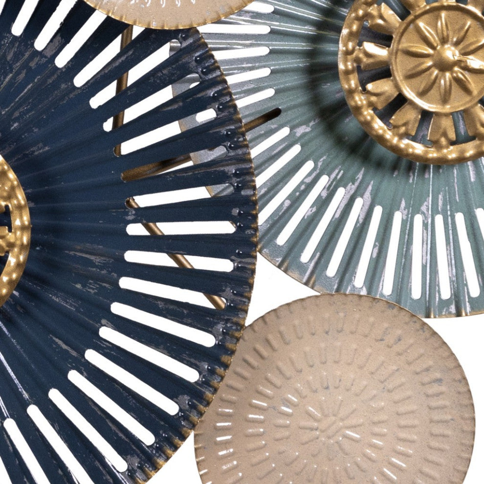 Layered Embellished Metal Plate Wall Decor