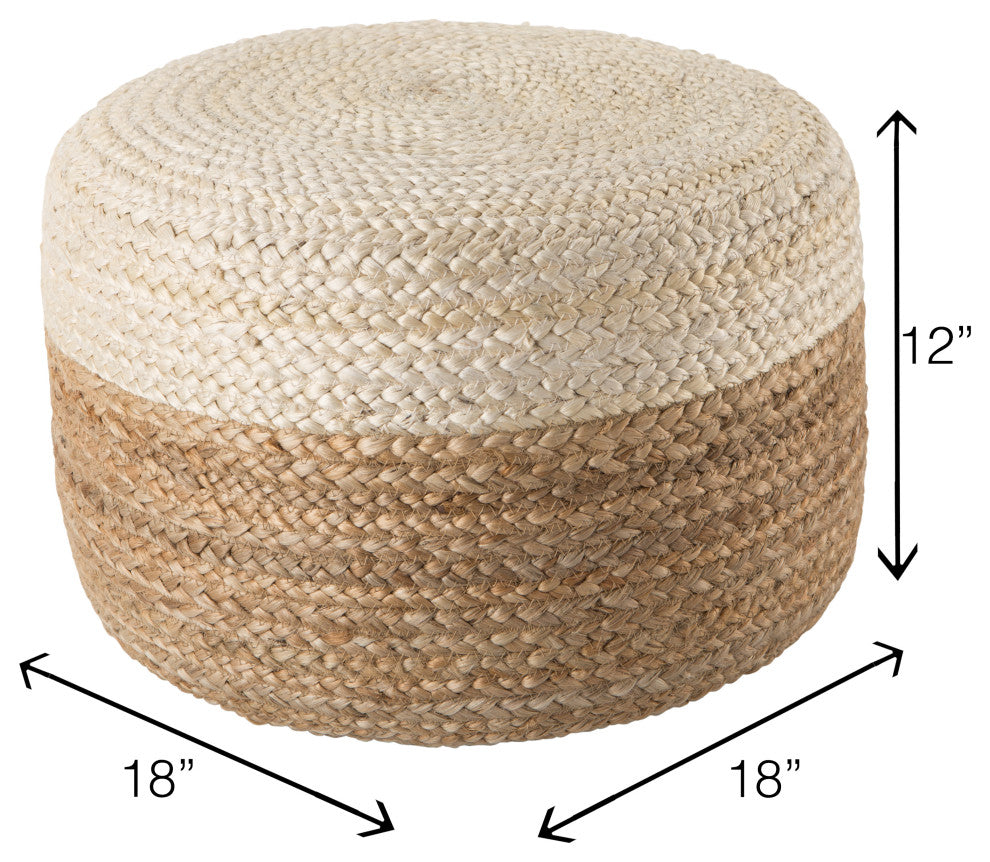 Jaipur Living Oliana Ombre Cylinder Pouf, White