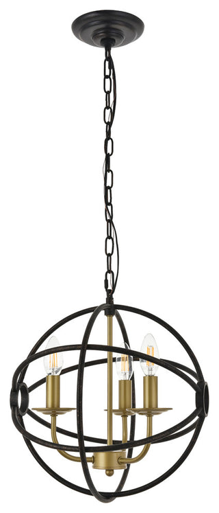 Brass And Dark Brown Finish 3-Light Pendant
