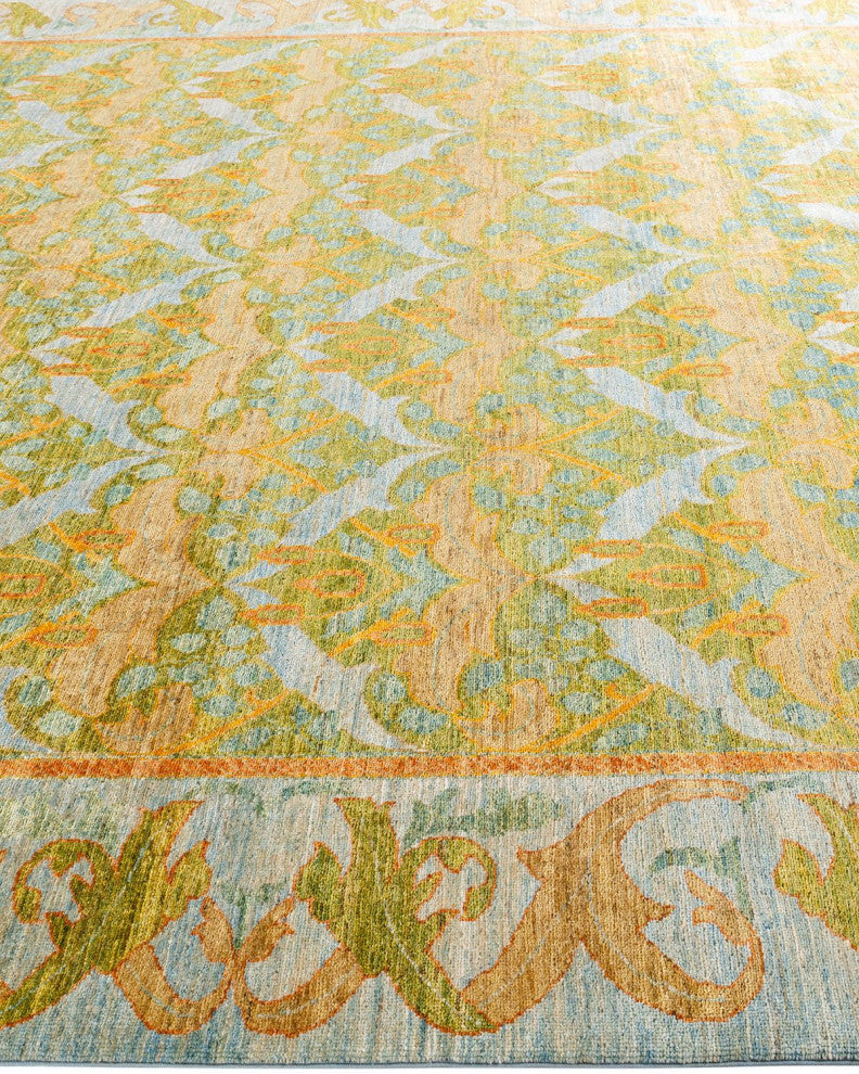 Overdyed, One-of-a-Kind Hand-Knotted Area Rug Green, 8'10"x12'3"