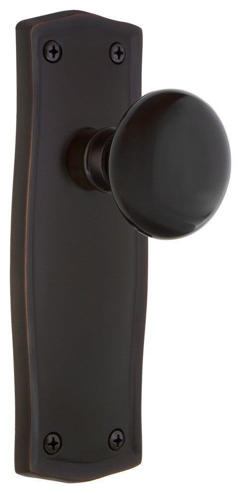 Prarie Plate with Keyhole Passage Poreclain Door Knob, Black