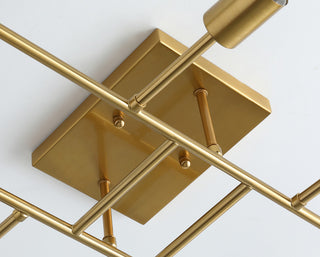 Modern 8-Light Sputnik Semi Flush Mount Ceiling Light, Gold