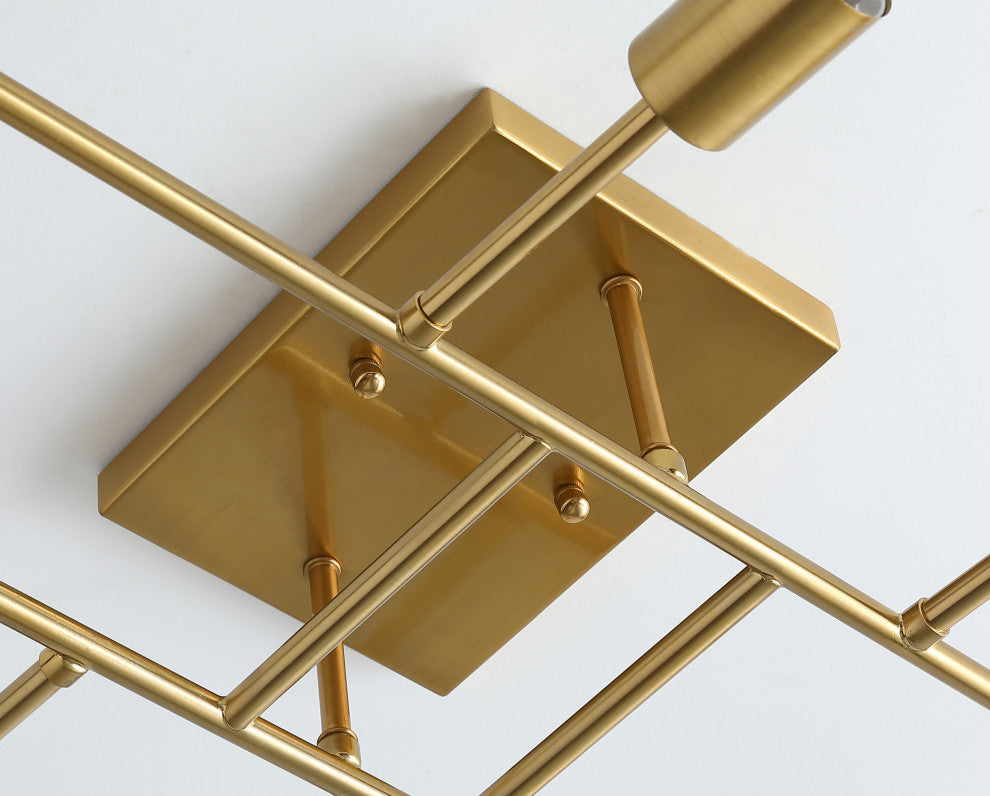 Modern 8-Light Sputnik Semi Flush Mount Ceiling Light, Gold