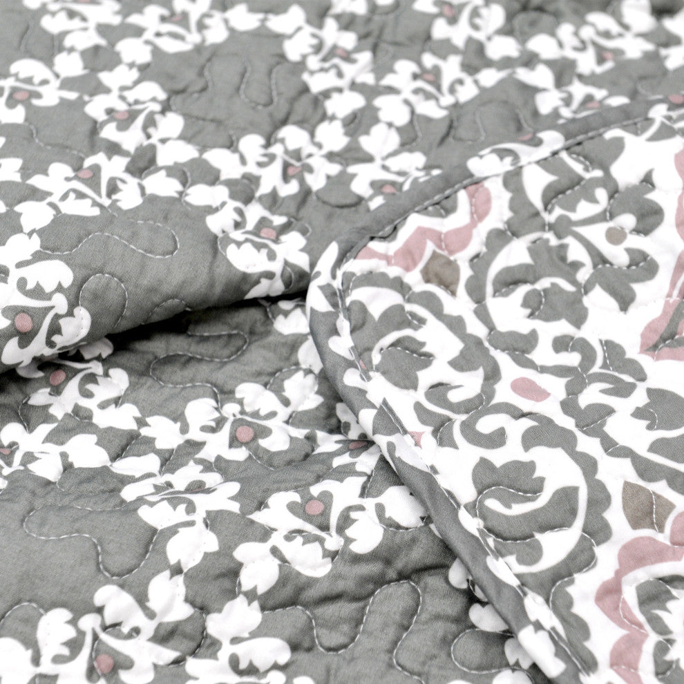 Coventry 6 Piece Quilted Printed Bed Spread Set, Light Purple/Lavendar, King