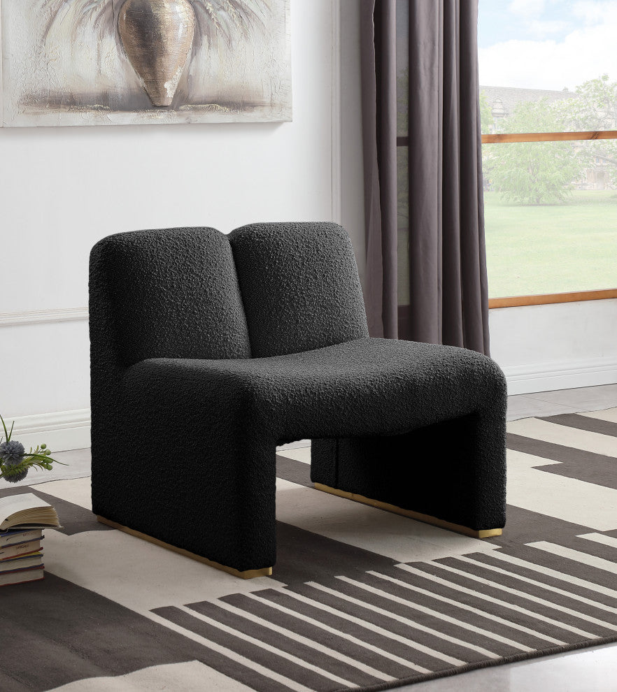 Alta Boucle Fabric Upholstered Accent Chair, Black