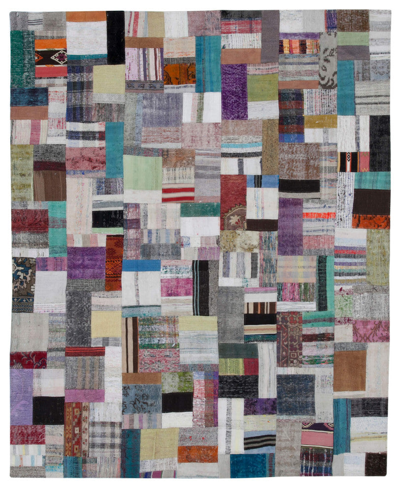 Rug N Carpet - Handmade Turkish 8' 1'' x 9' 11'' Tribal Patchwork Kilim Rug