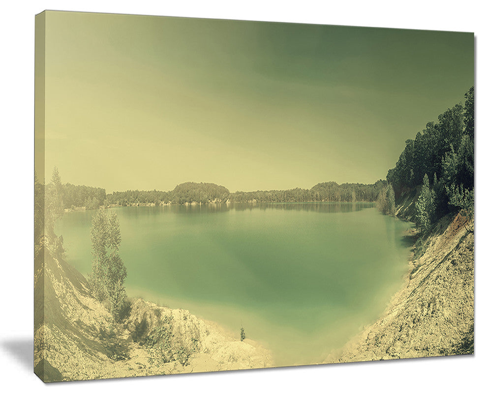 "Blurred Sea With Mountain Views" Modern Seascape Wall Art, 20"x12"