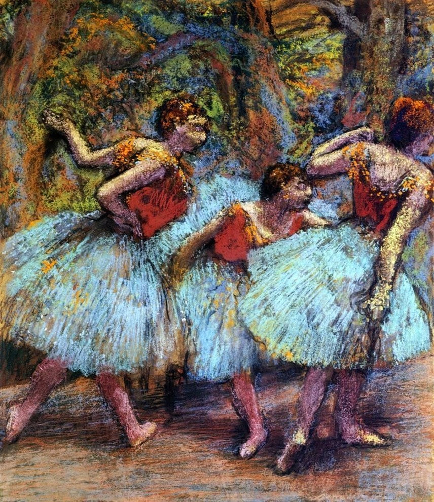 Edgar Degas Three Dancers- Blue Skirts- Red Blouses Wall Decal