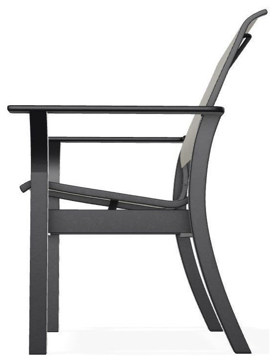 Leeward Sling Stackable Outdoor Dining Chair, Ella/Black