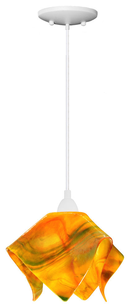 Small Jezebel Signature Flame Pendant, Snapdragon, White Base