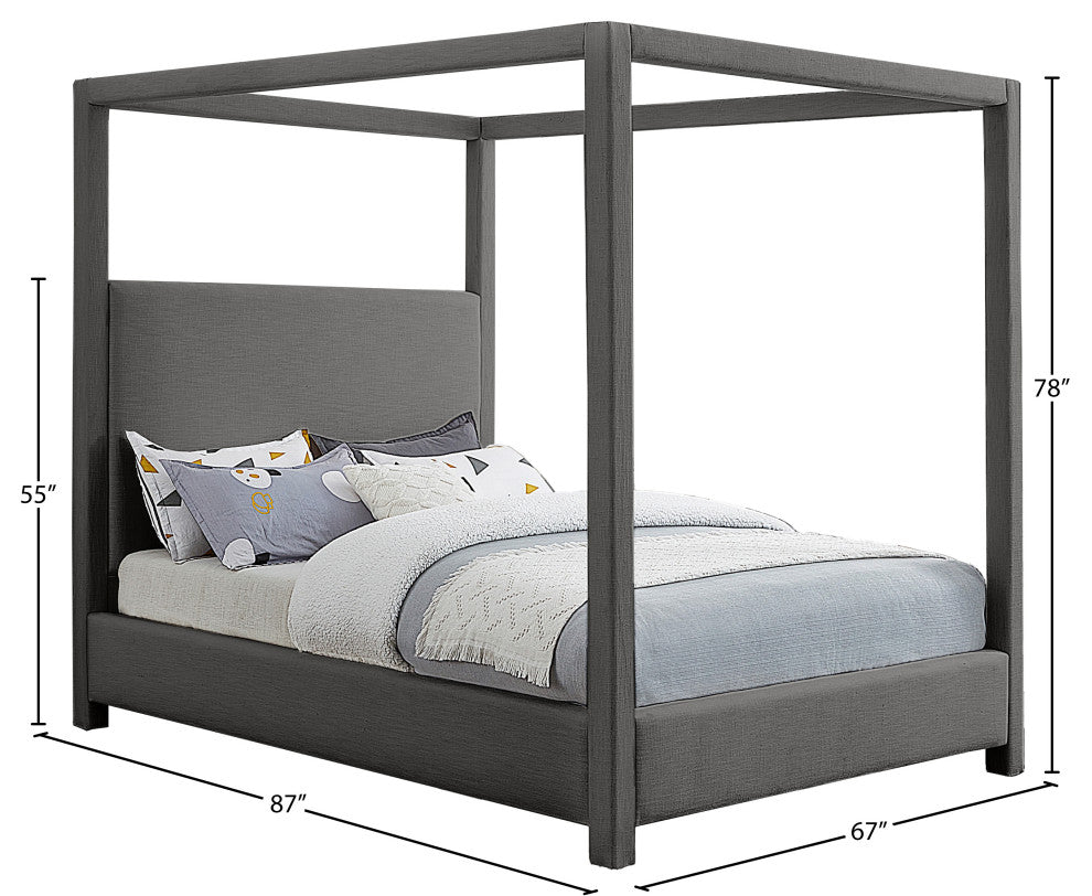 Emerson Upholstered Bed, Gray, Queen, Linen Textured Fabric