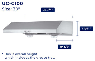 Hauslane | Chef Series Range Hood C100 30" Under Cabinet Kitchen Extractor