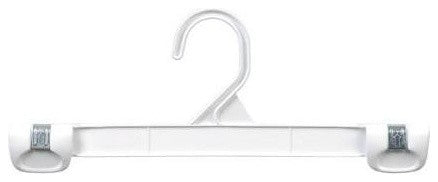 Plastic Gripper Hanger With Stationary Hook, White, Set of 25