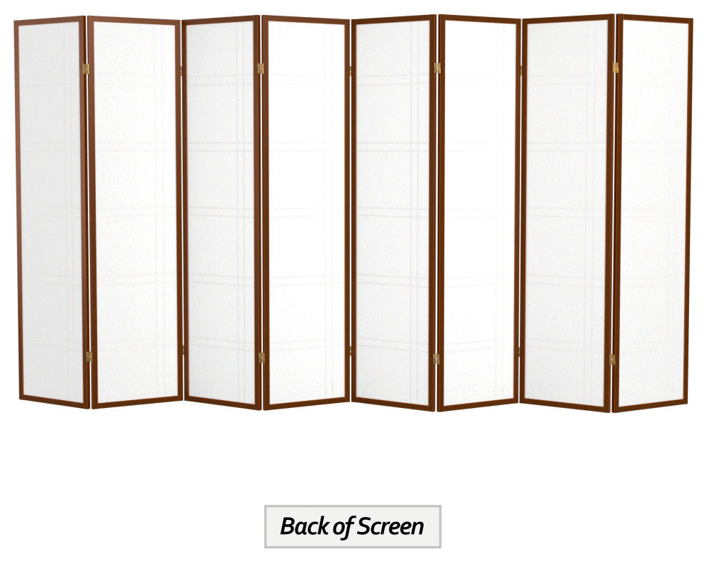 6' Tall Double Cross Shoji Screen, Walnut, 8 Panels