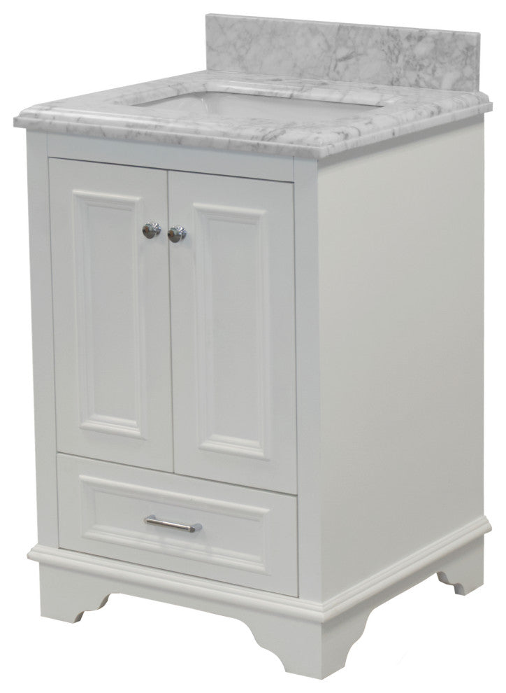 Nantucket 24" Bathroom Vanity, White, Carrara Marble
