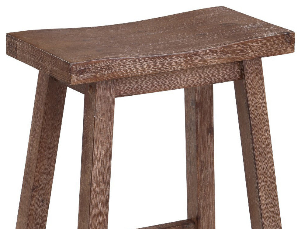 Wooden Frame Saddle Seat Counter Height Stool With Angled Legs Brown
