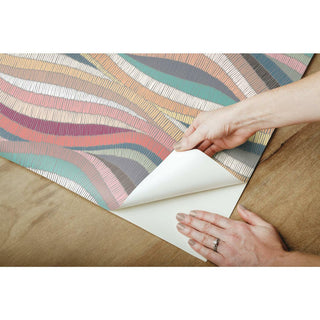 Pink & Teal Mosaic Waves Peel & Stick Wallpaper