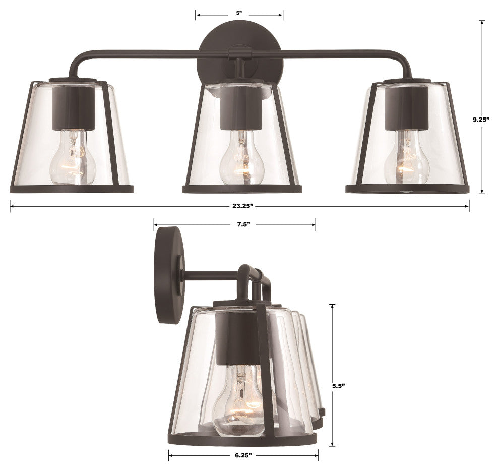 Fulton 3-Light Black Bathroom Vanity