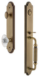 Arc 1-Piece Dummy Handleset, F Grip and Burgundy Knob, Vintage Brass, 848491