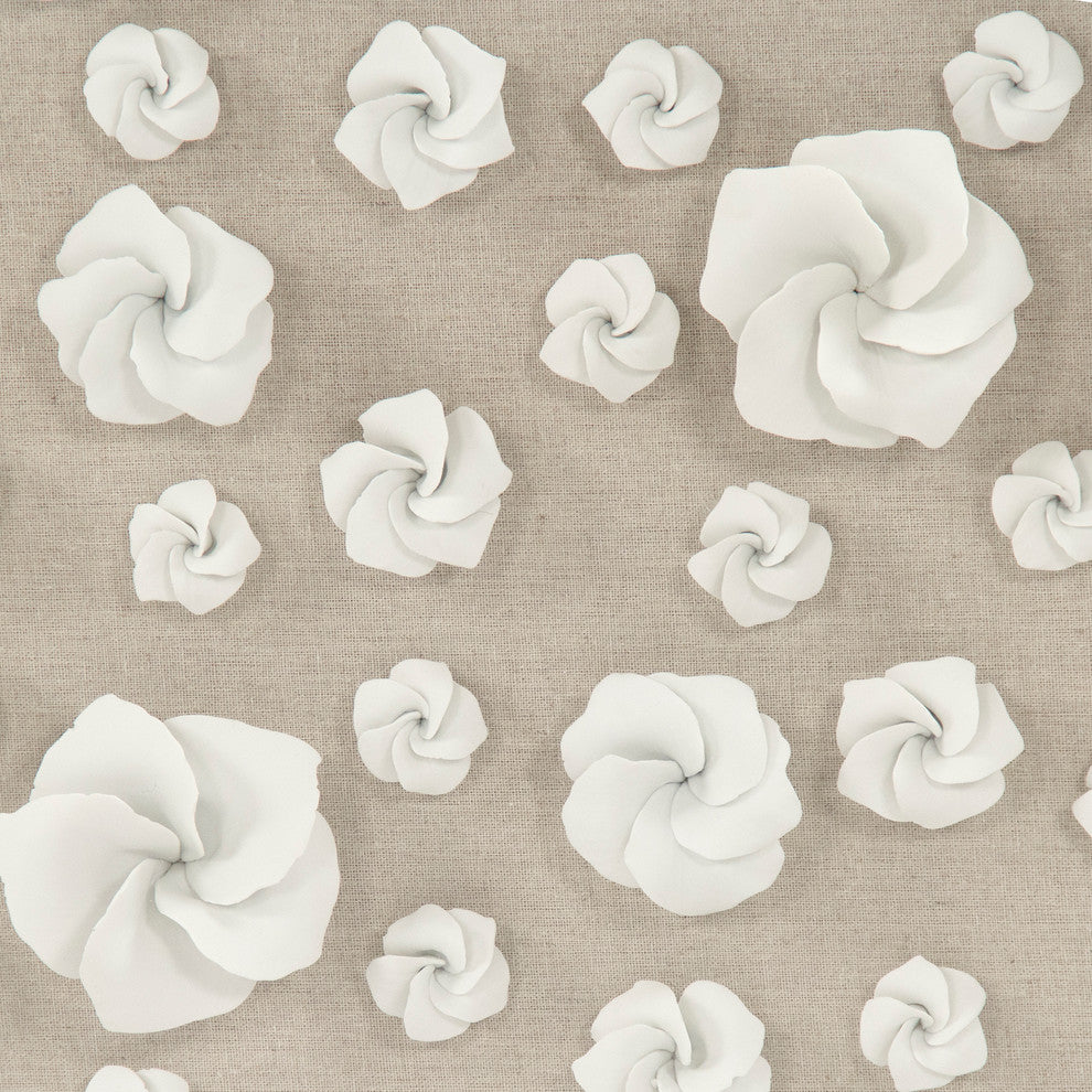Flowers in Acrylic Wall Art, Natural Linen