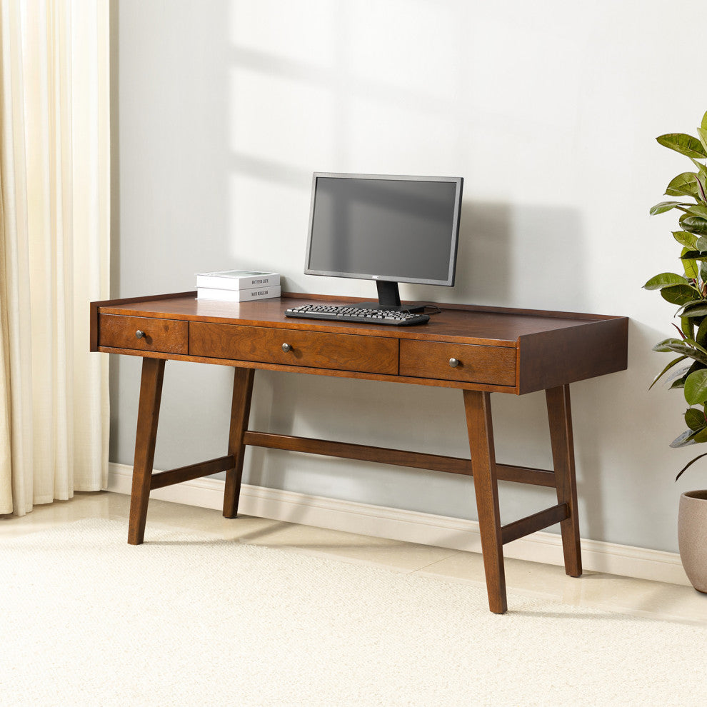 Edward Desk With Built in Outlets, Walnut