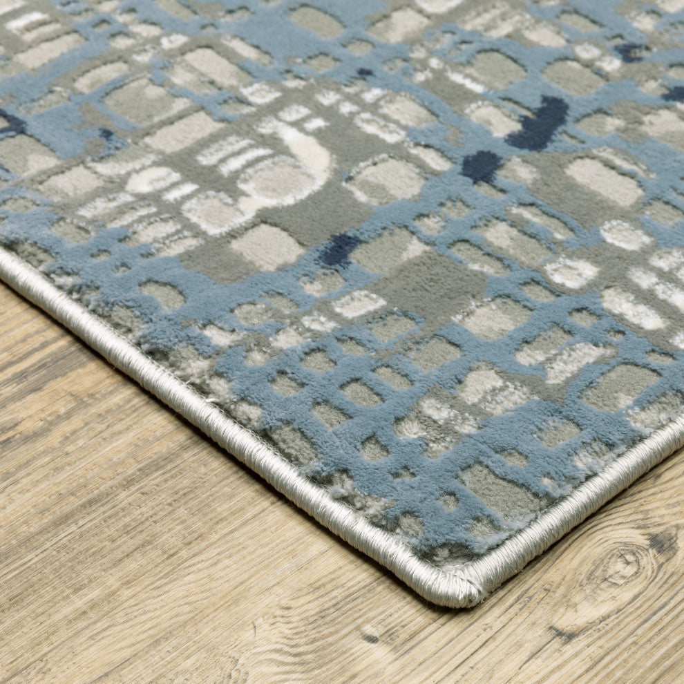 Emery Distressed Blue/Ivory Indoor Area Rug, 9'10" x 12'10"