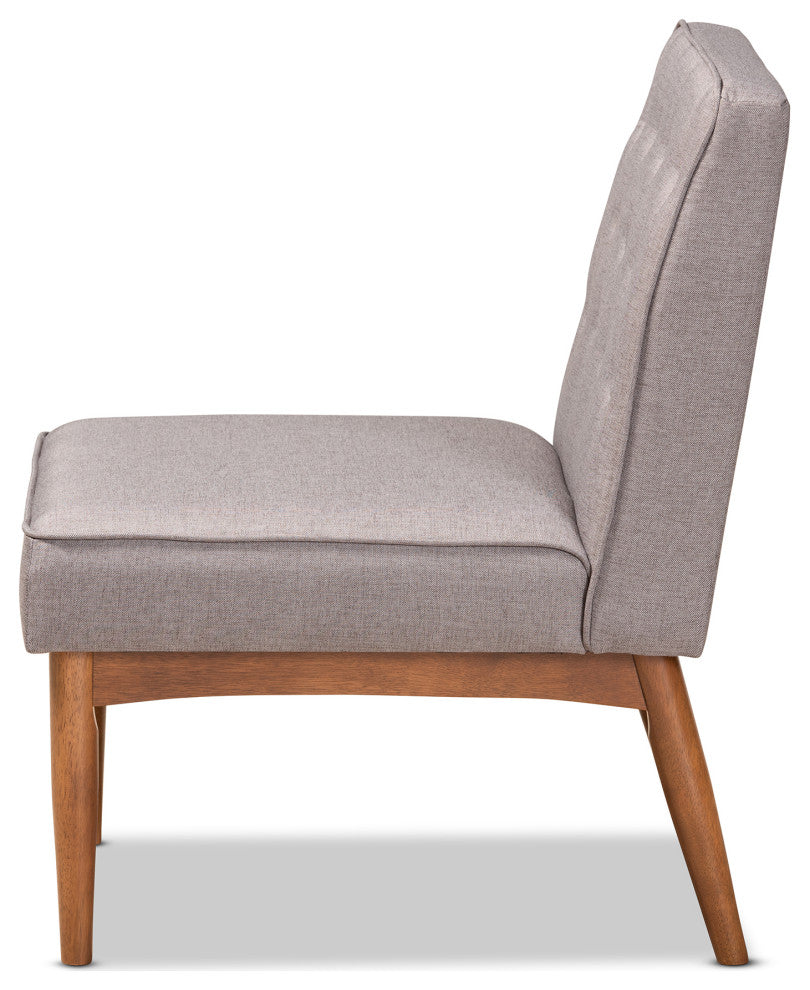 Riordan Mid-Century Modern Gray Fabric Walnut Brown Finished Wood Dining Chair
