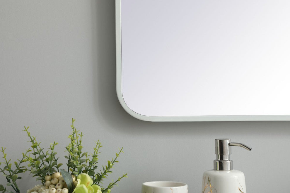 Ellis Soft Corner Metal Rectangular Mirror, White, 36"x40"