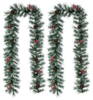 2-Pack 9' Pre-Lit Christmas Garland with 50 Warm White Lights with Timer