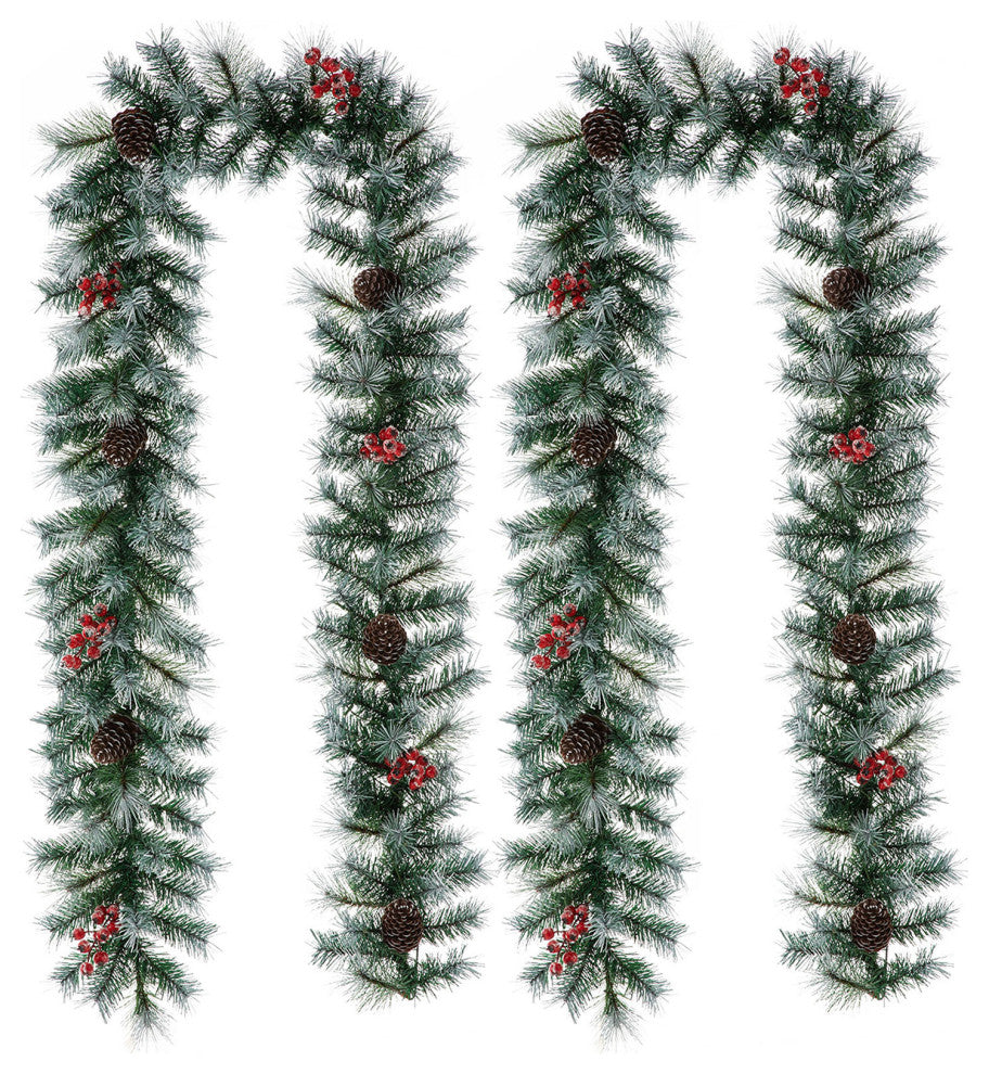 2-Pack 9' Pre-Lit Christmas Garland with 50 Warm White Lights with Timer