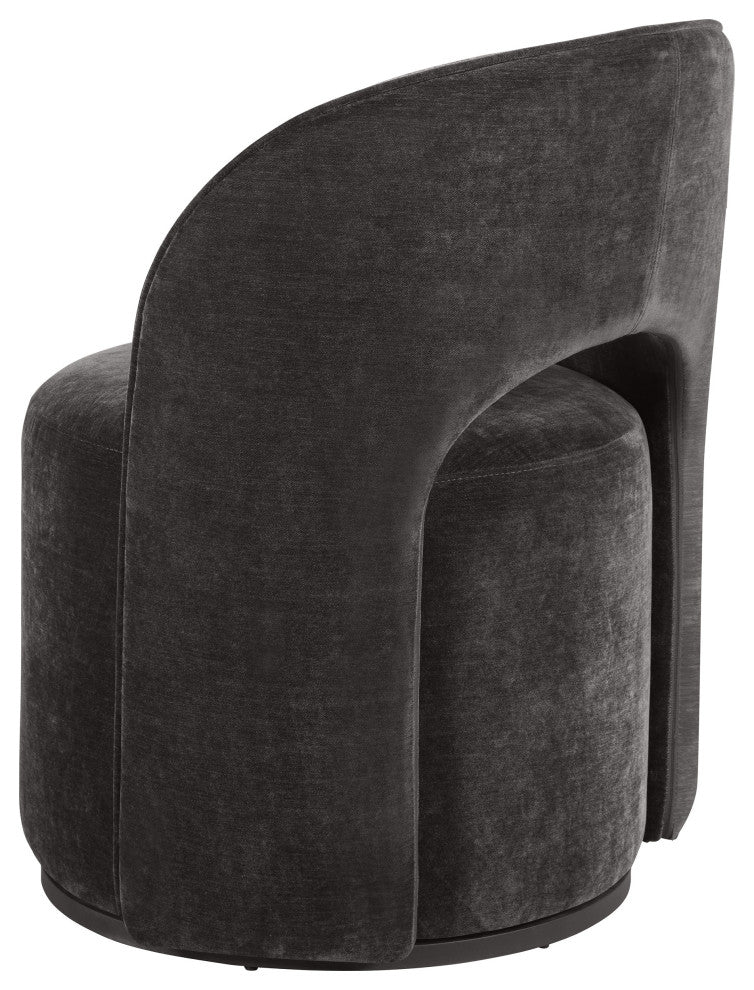 Harjo Velvet Upholstered Swivel Accent Chair Charcoal Grey