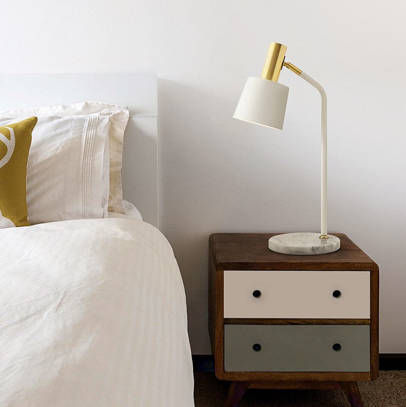 Le Locle | Modern Marble Base LED Table Lamp, Alaska White, B