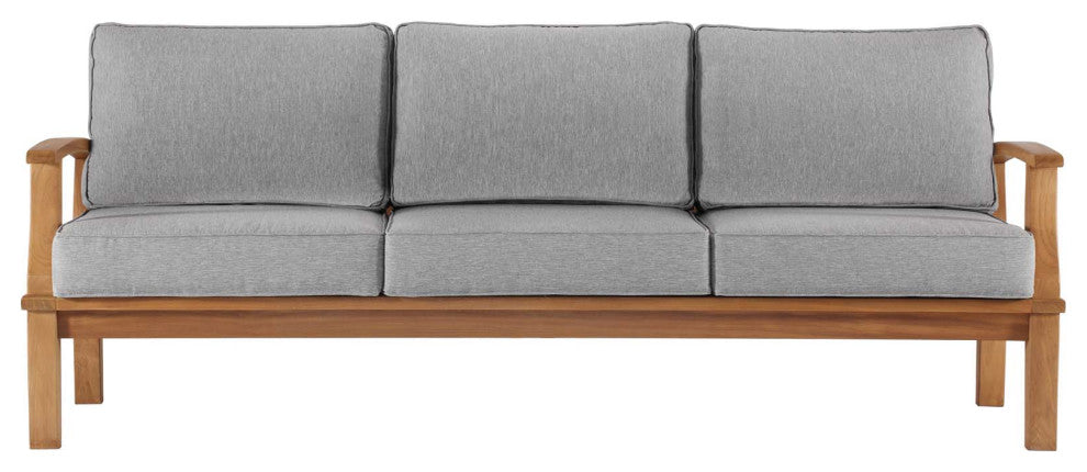 Lounge Sofa, Wood, Brown Natural Gray, Modern, Outdoor Patio Balcony Garden