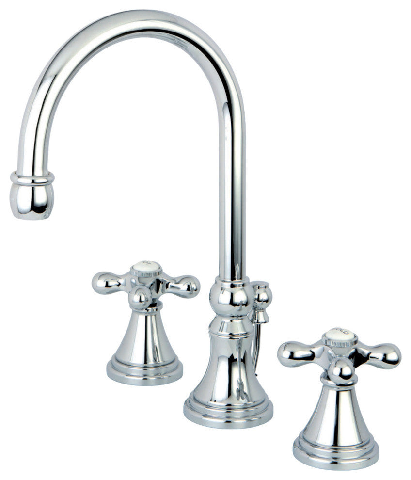 Kingston Brass Widespread Bathroom Faucet With Brass Pop-Up, Polished Chrome