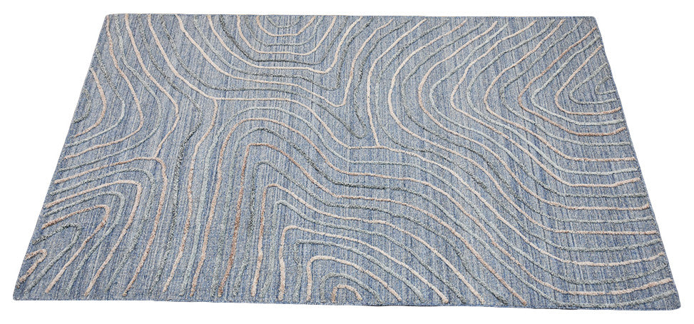 HAND WOVEN FLAT WEAVE KILIM POLYESTER RUGS -Rectangle,Blue Multicolor,Abstract, [Rectangle] 5'x8'