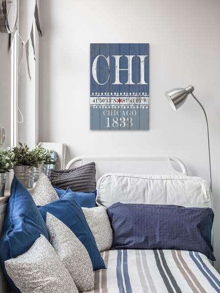 "Chicago 1833" Painting Print on White Wood, 24"x36"