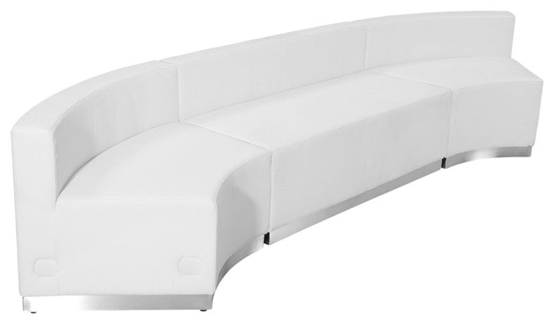 Melrose White Leather Reception Configuration, 3 Pieces