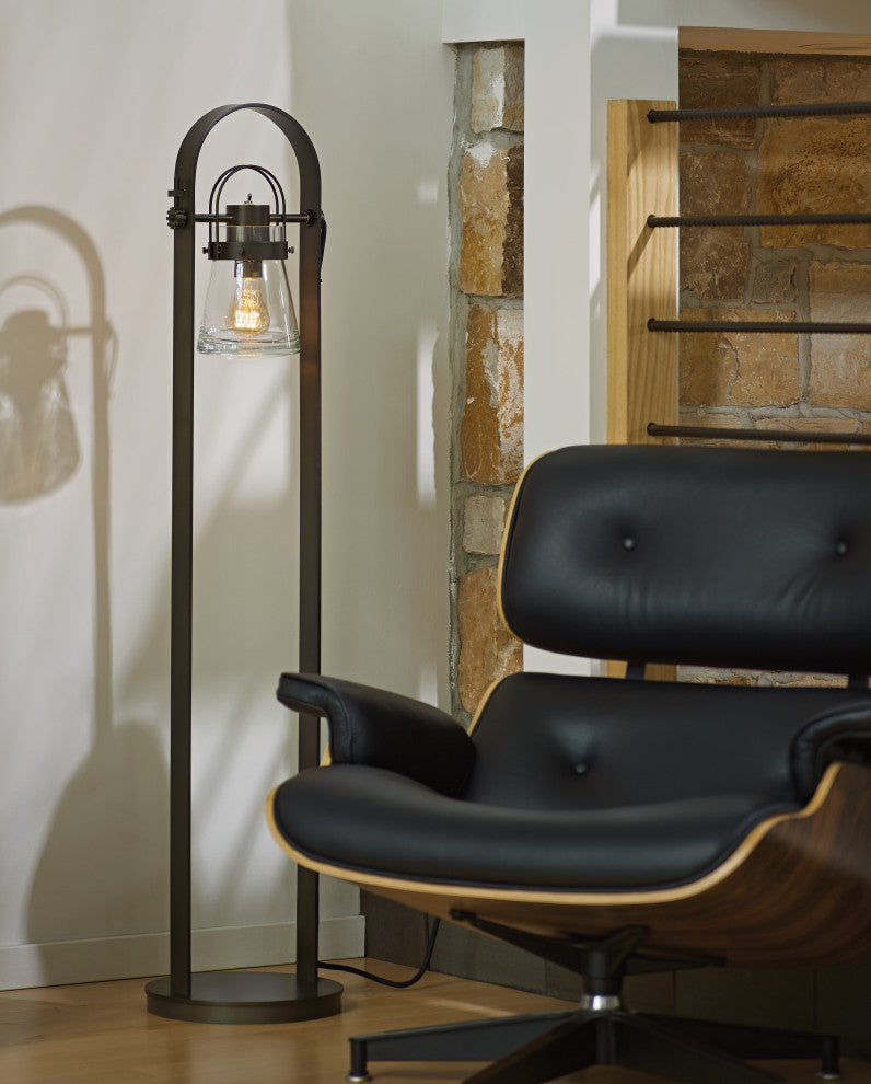 Erlenmeyer Floor Lamp, Dark Smoke Finish, Clear Glass