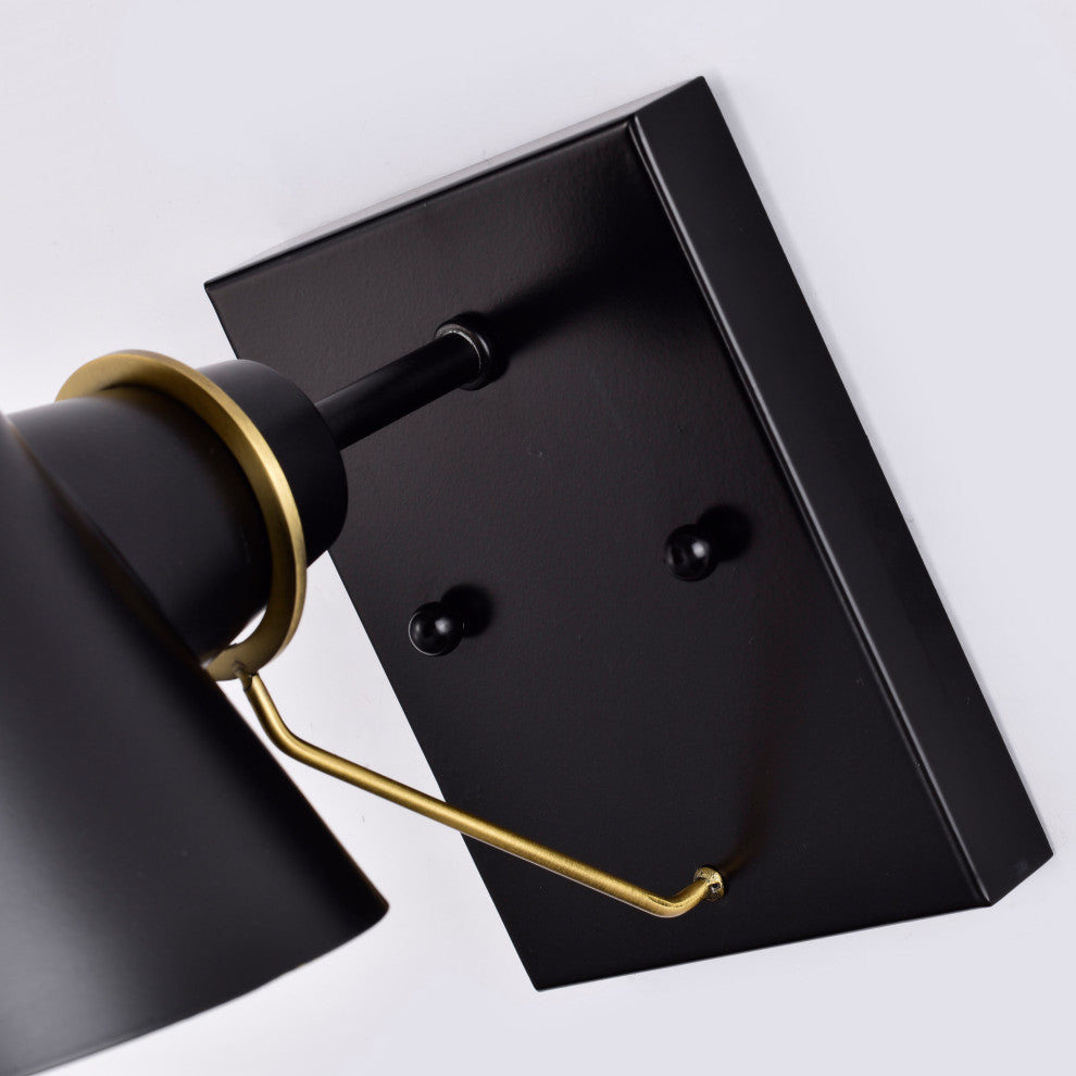 Baxter 1-Light Vanity, Black With Burnished Brass