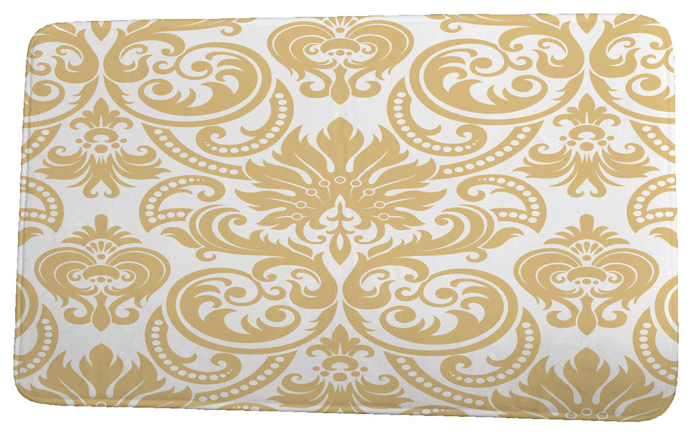 Floral Frolic Alexys Floral Print Bath Mat, Gold, 21"x34"