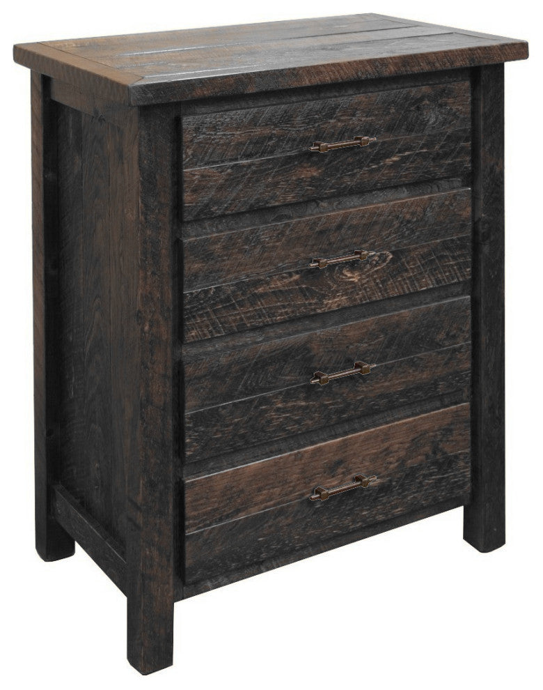 Rustic Barnwood Style Timber Peg 4-Drawer Chest, Dusk