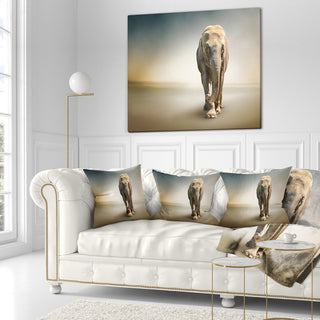 Smart Elephant Walking Animal Throw Pillow, 16"x16"