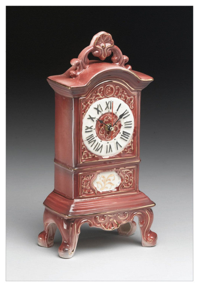 Ceramic Analog Quartz Tabletop Clock, Red