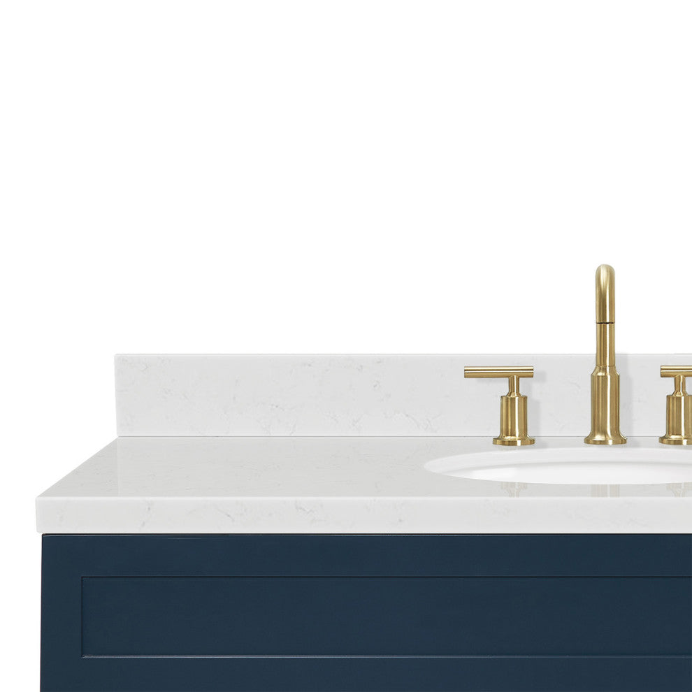 Ariel Hamlet 54" Single Oval Sink Bathroom Vanity, Carrara Quartz